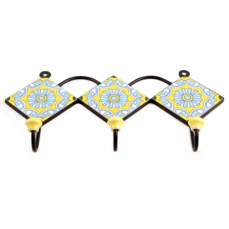 Yellow Turquoise Wheel Tiles Hook